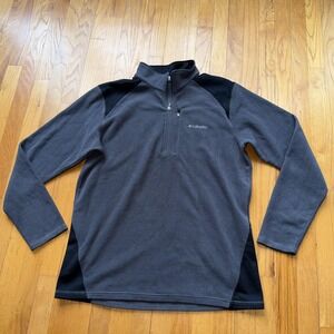 Columbia 1/4 Zip Sweatshirt Mens L Gray Fleece Pullover Chest Pocket Hiking Hike